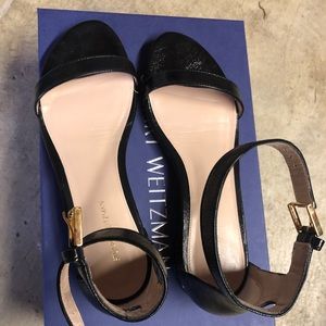 SW Nudist flat sandals in black patent leather
